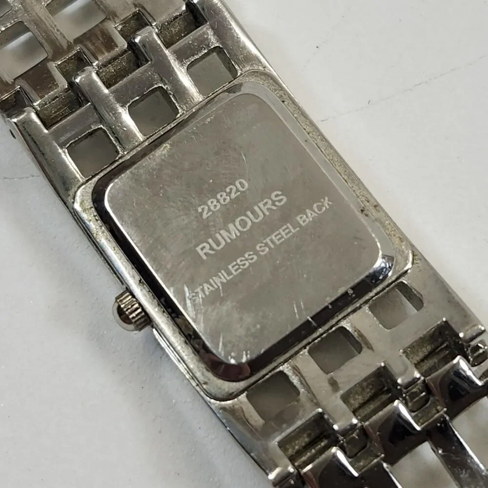 Rumours Watch Women's 28820 Silver Tone Rectangle Quartz Geometric Bracelet VTG